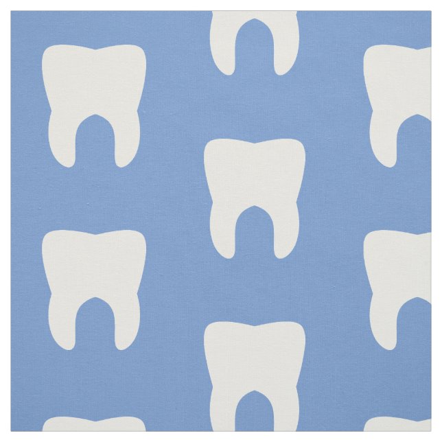 White Teeth On a Blue Background Fabric (Swatch)