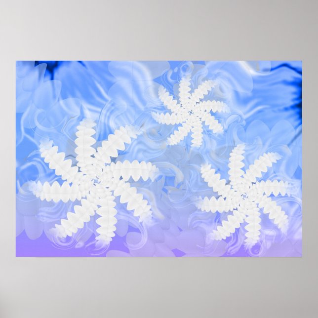 White Teeth Smile Flower Dentist Blue Poster (Front)