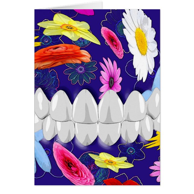 White Teeth Smile Flower Spin Dentist Card (Front)