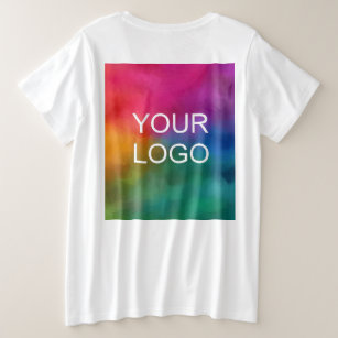 White Template Upload Business Logo Image Plus Size T-Shirt