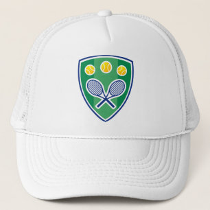 White tennis hat with classic logo shield