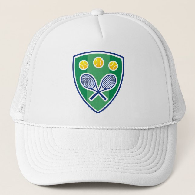White tennis hat with classic logo shield (Front)