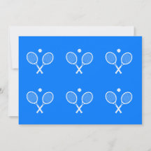 White Tennis Rackets and a Ball Blue Background