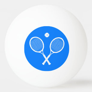 White Tennis Rackets Blue Ping Pong Balls