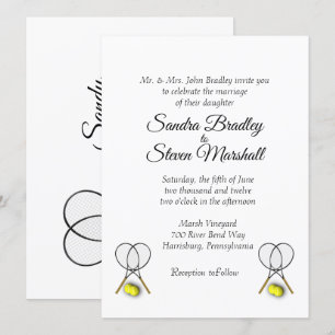 White Tennis Wedding Theme Invitations