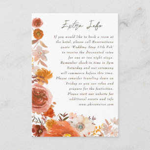 White Terracotta Floral Info Detail Watercolor Enclosure Card