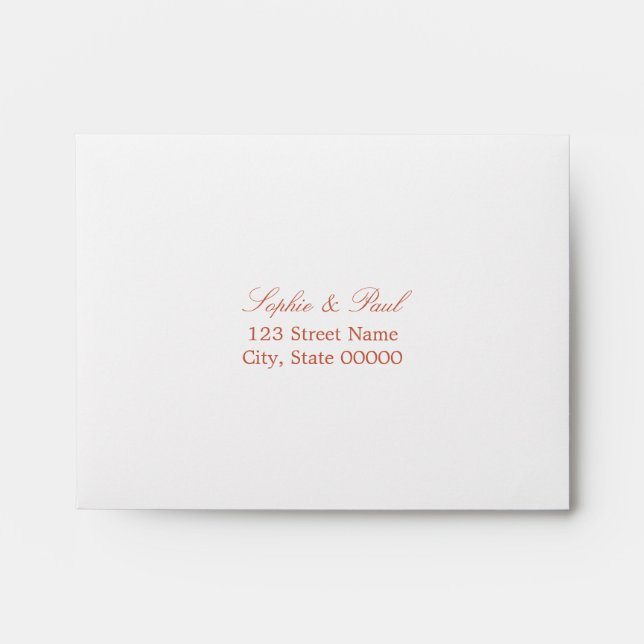 White Terracotta Lined Self Addressed RSVP Envelope (Front)