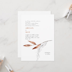White/Terracotta Modern Foliage Parents Wedding Invitation