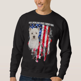 White Terrier Dog Papa Usa Flag Happy Father Day 4 Sweatshirt