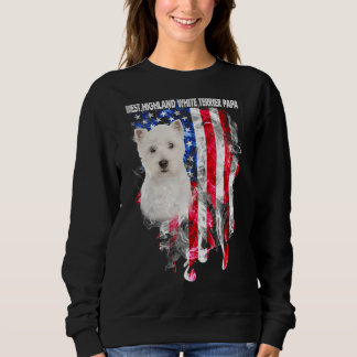 White Terrier Dog Papa Usa Flag Happy Father Day 4 Sweatshirt