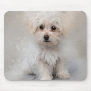 White Terrier Puppy Watercolor for Dog Lover Mouse Mat