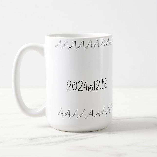 White text "2012@12.12龙" coffee mug (Left)