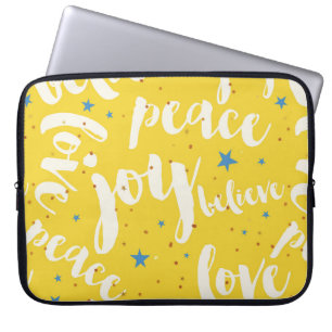 White Text Design On Yellow Background Laptop Sleeve