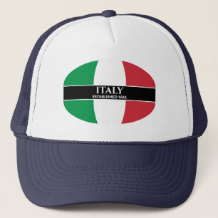 White Text Italy Established 1861 Flag Trucker Hat
