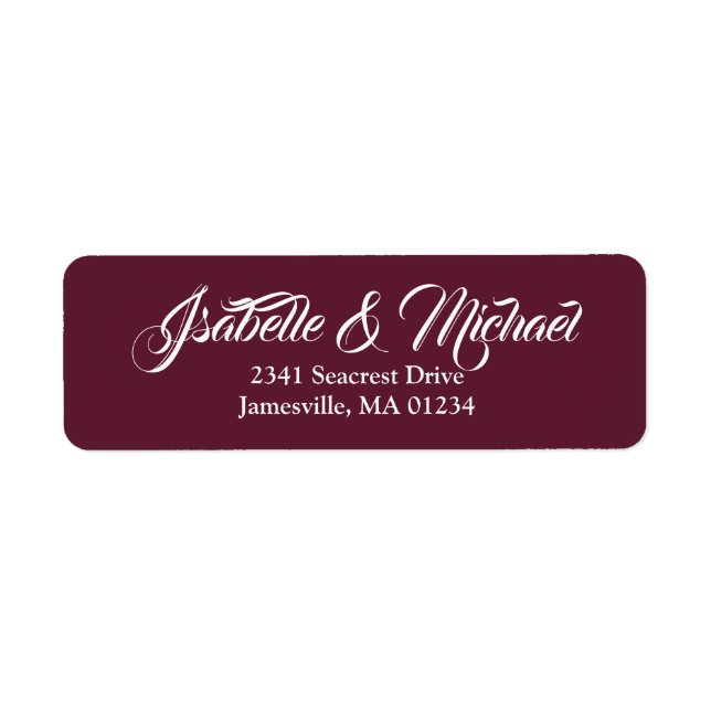 White Text on Burgundy Red Return Address Labels (Front)