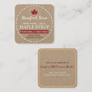 White Text on “Kraft" Maple Syrup Dashed Border Square Business Card