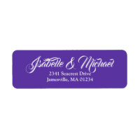 White Text on Royal Purple Return Address Labels