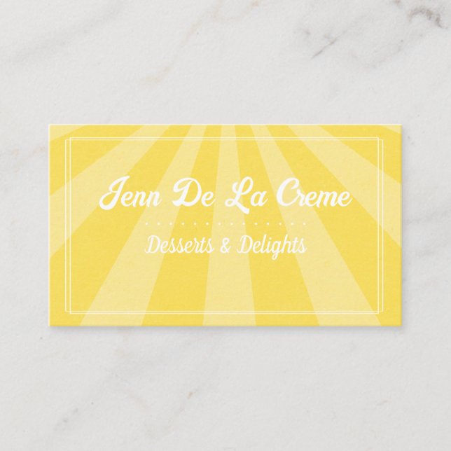 White Text Sunshine Sky Funky Vintage Business Card (Front)