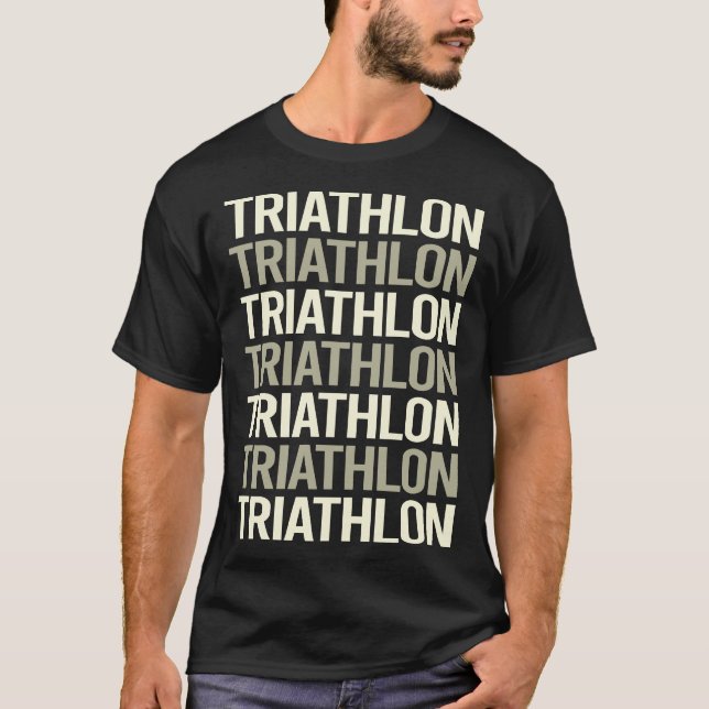 White Text Triathlon Triathlete T-Shirt (Front)