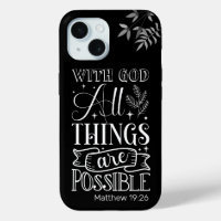 White Text Typography, Matthew 19:26 Scripture