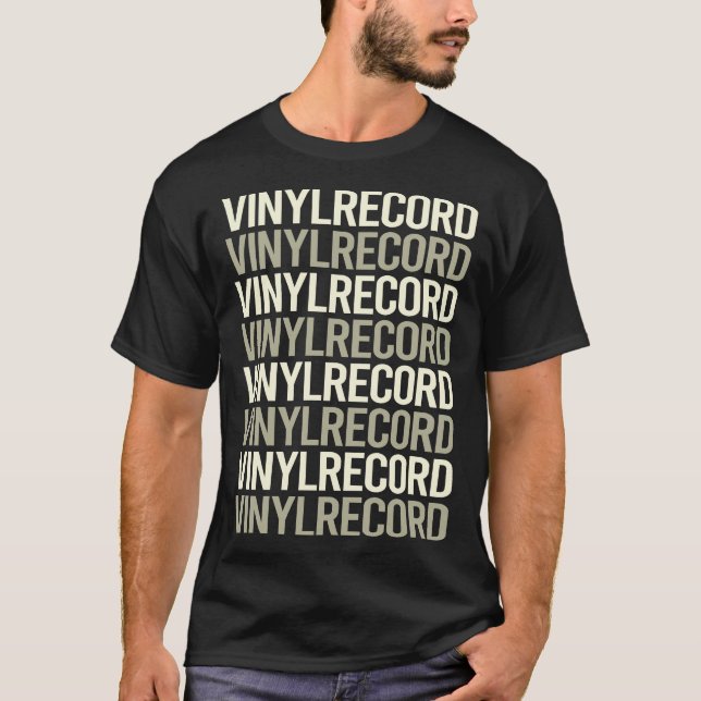 White Text Vinyl Record Records T-Shirt (Front)
