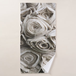 White textile lot bath towel