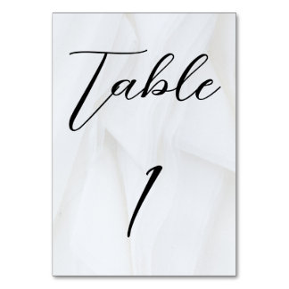 White Texture Wedding Table Card Number 1