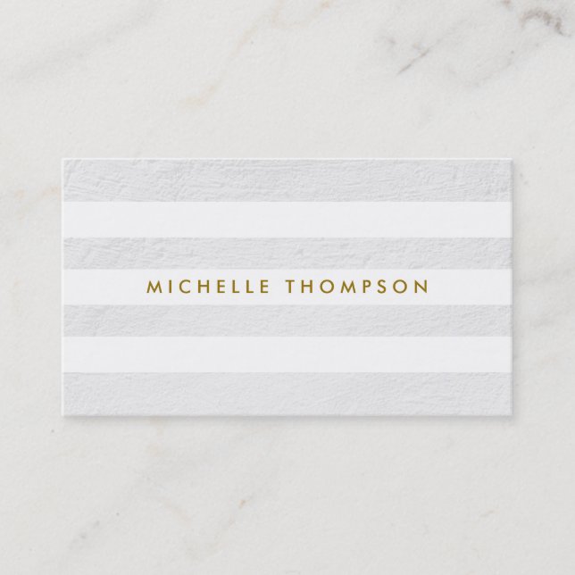 White Texture / White Stripes Modern Business Card (Front)