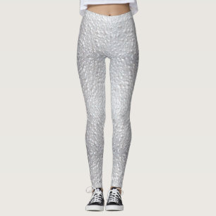 White Textured Look Leggings