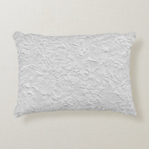 White Textured Stone, Monochrome Abstract Art Decorative Cushion