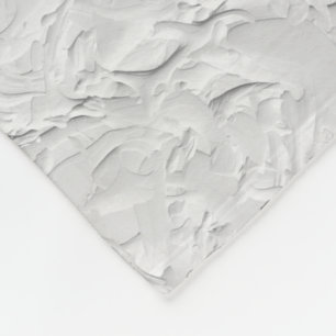 White Textured Stone, Monochrome Abstract Art Fleece Blanket