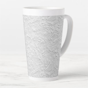 White Textured Stone, Monochrome Abstract Art Latte Mug