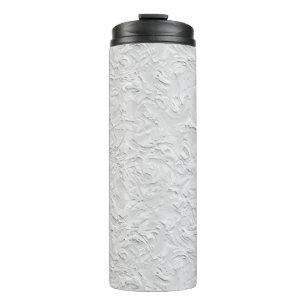 White Textured Stone, Monochrome Abstract Art Thermal Tumbler
