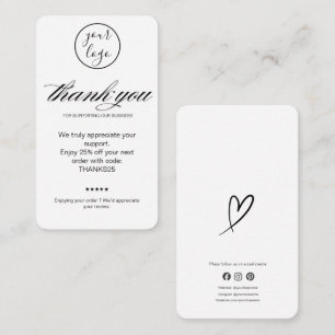 white Thank You Card Discount Code Review Business