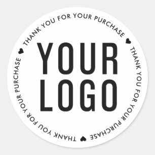 White Thank You For Your Purchase Business Logo Classic Round Sticker