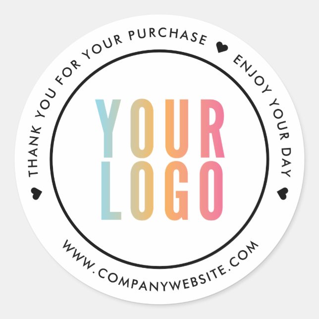 White Thank You For Your Purchase Stickers Logo (Front)