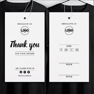 White Thank You Logo Price Size Clothing Hang Tag