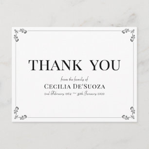 White Thank You Vintage Classic Elegant Simple Postcard