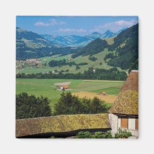 White The flowered courtyard of Gruyere Castle flo Magnet