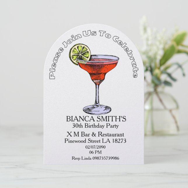 White Theme Adult Birthday   Invitation (Standing Front)