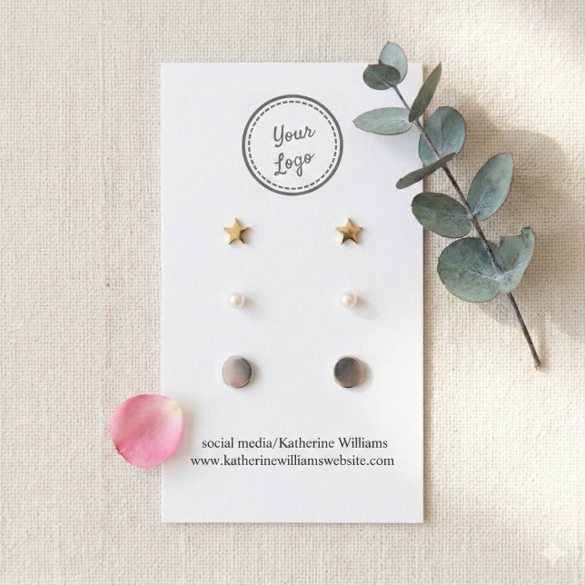 White Three Earring  Display Card |Add Your Logo (Creator Uploaded)