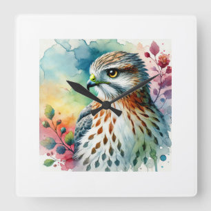 White Throated Hawk 080824AREF115 - Watercolor Square Wall Clock