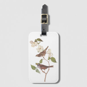 White-Throated Sparrow Audubon Bird in Dogwood Luggage Tag