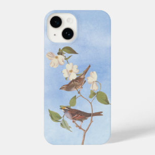 White Throated Sparrow Audubon Bird with Flowers C iPhone 14 Case