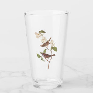 White Throated Sparrow Audubon Birds with Flowers Glass
