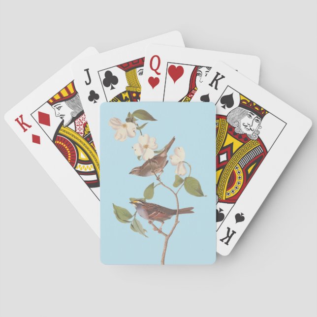 White Throated Sparrow Audubon Birds with Flowers Playing Cards (Back)