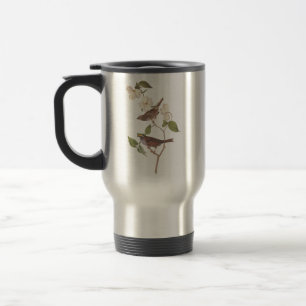 White Throated Sparrow Audubon Birds with Flowers Travel Mug