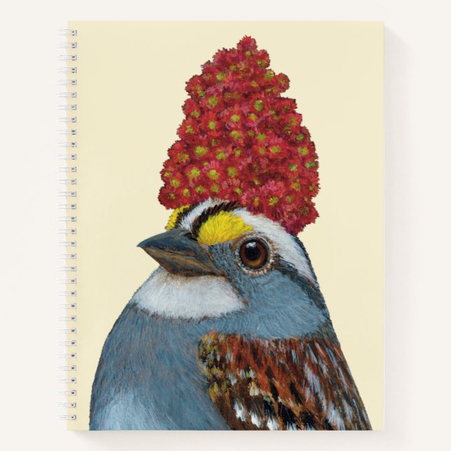 white throated sparrow "Clarence" spiral notebook (Front)