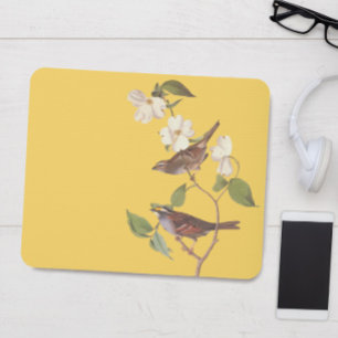 White Throated Sparrow Vintage Audubon Art Mouse Mat