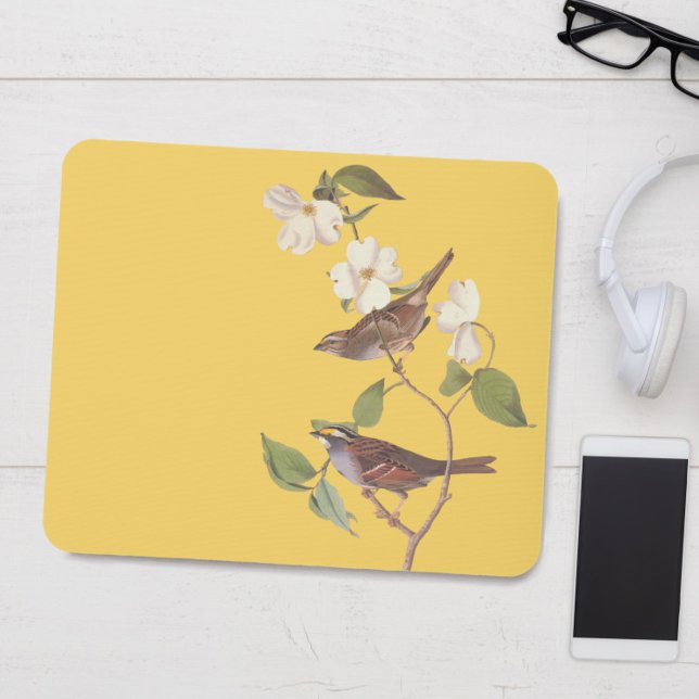 White Throated Sparrow Vintage Audubon Art Mouse Mat (Creator Uploaded)